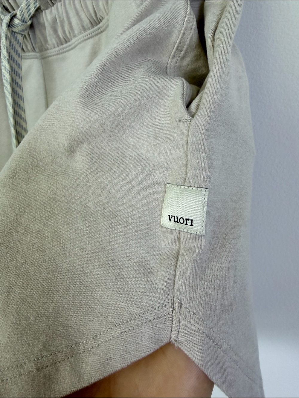 Vuori Women's Athletic Shorts in Light Taupe - Picture 2 of 8